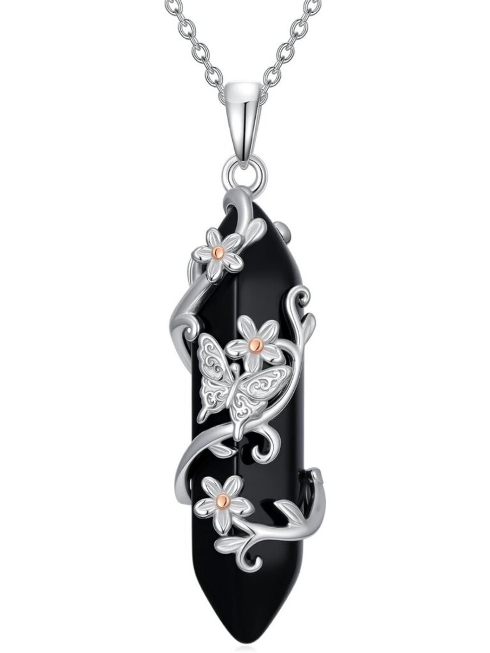 925 Sterling Silver Healing Crystal Dragonfly & Animal Pendant Necklace